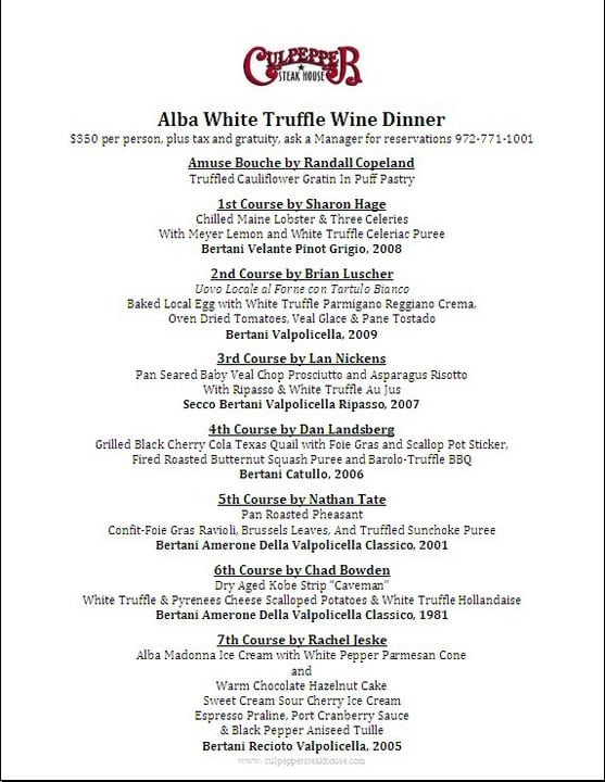 culpepper truffle dinner