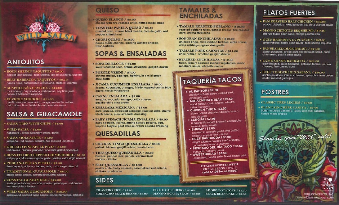 wild salsa menu