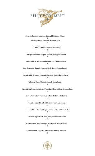 Opening Sample Menu B&T
