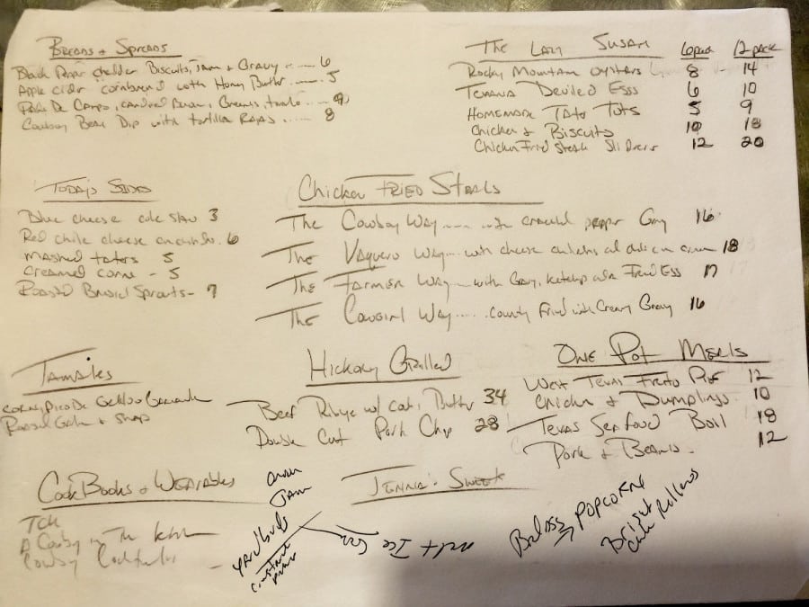 Peep the menu to Horseshoe Hill Cafe, new FW restaurant from chef Grady