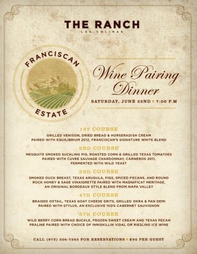 Fransican Wine Dinner Menu