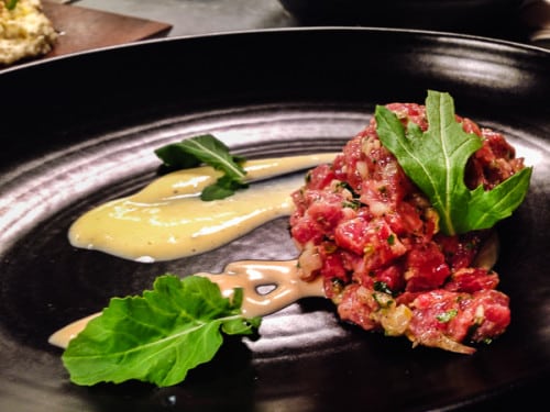 Jeff Harris has his way with lamb, in this lamb tartare at american f+b