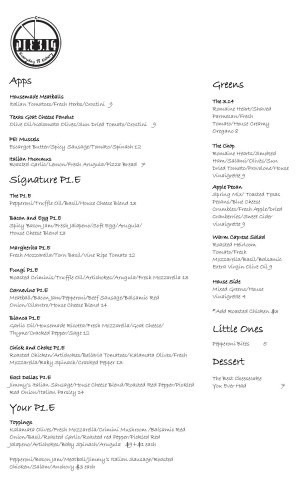 Pie Opening Food Menu