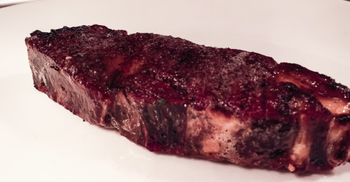 Dallas Chop House's 459-day dry-aged prime beef rib-eye after a pass through the broiler