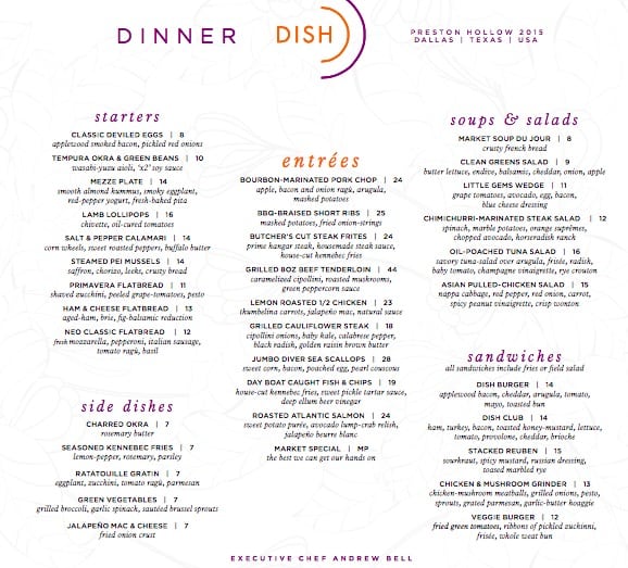dish menu